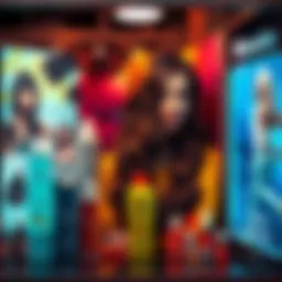 A vibrant display of various hair care products with engaging ads showcasing their unique features.