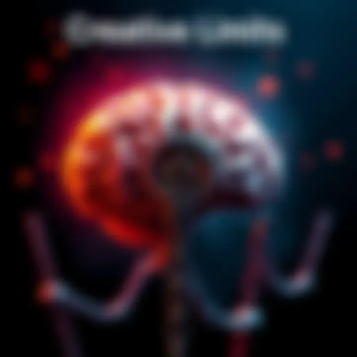 An illustration of a brain with gears and chains, symbolizing creativity constrained by limits.