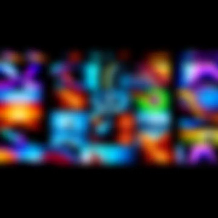 A collection of colorful presets displayed on a digital screen, showcasing vibrant visual effects