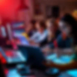 A group of creatives using laptops and digital devices to adapt and innovate in their work
