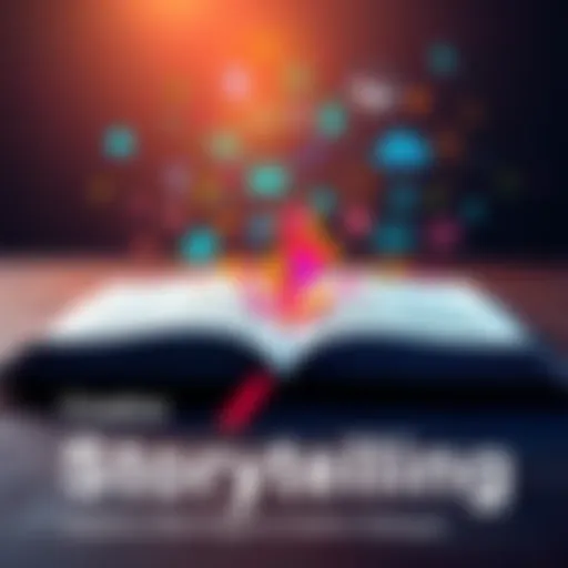 Creative Storytelling An open book with colorful ideas swirling around, representing innovative storytelling concepts.