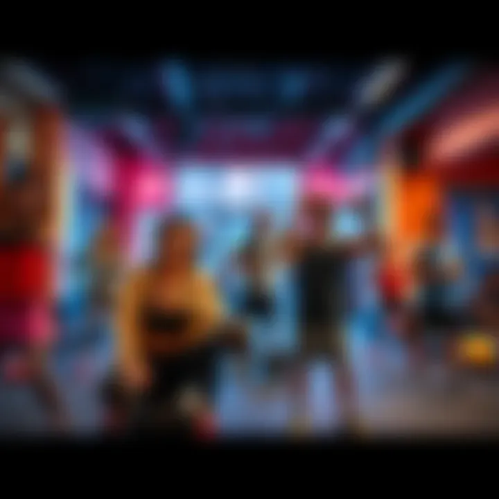 Creative workout with diverse equipment A diverse group of people engaging in unique and fun exercises using unconventional workout equipment in a vibrant gym setting