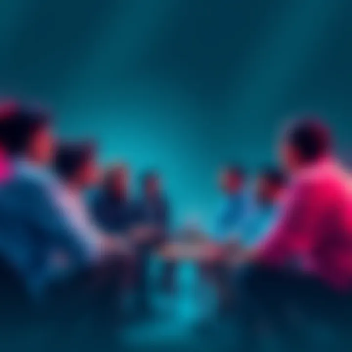 Group of asset creators sharing ideas about content needs for Fab platform