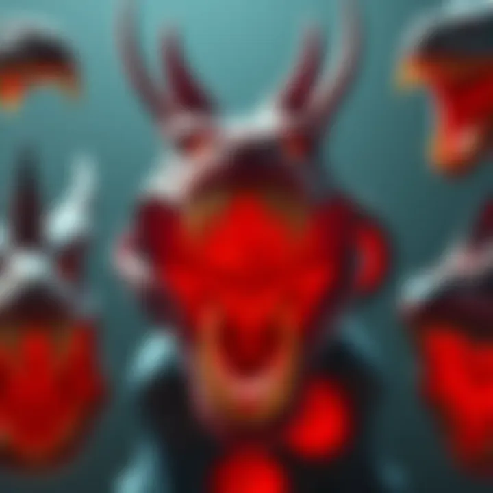 A collection of various creature mouths showcasing different shapes and silhouettes in a digital art format