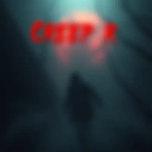 A dark and eerie digital artwork featuring a spooky creature in a foggy setting