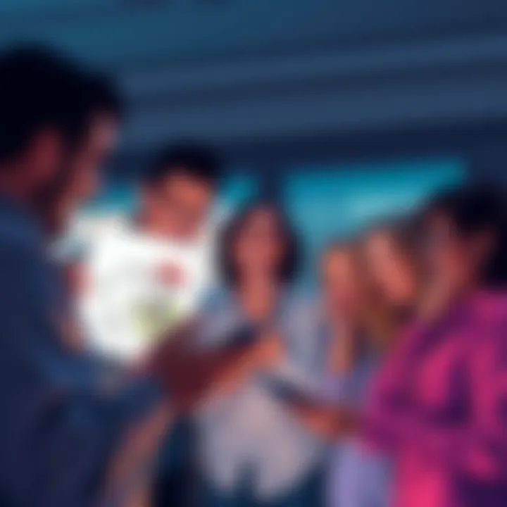 Critics React to Drawn Image Trend A group of people discussing and laughing at drawn images on their devices, highlighting the absurdity of the trend.