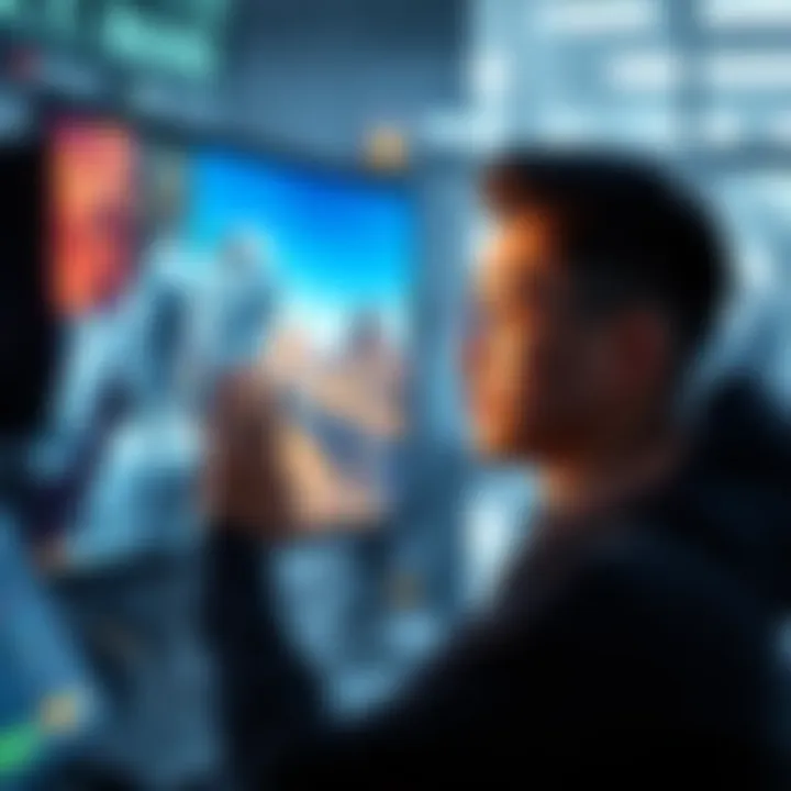 A person looking thoughtfully at a digital screen displaying AI-generated images, expressing concern about their impact on creativity.