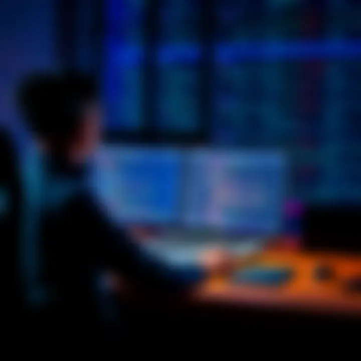 A developer sits at a desk with a laptop showing C# and GDScript codes while considering game development options.