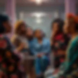 Cultural Reflection of Good Girl Phrase A group of diverse women discussing the phrase 'Good girl' in a community setting, showcasing different perspectives and cultural backgrounds.