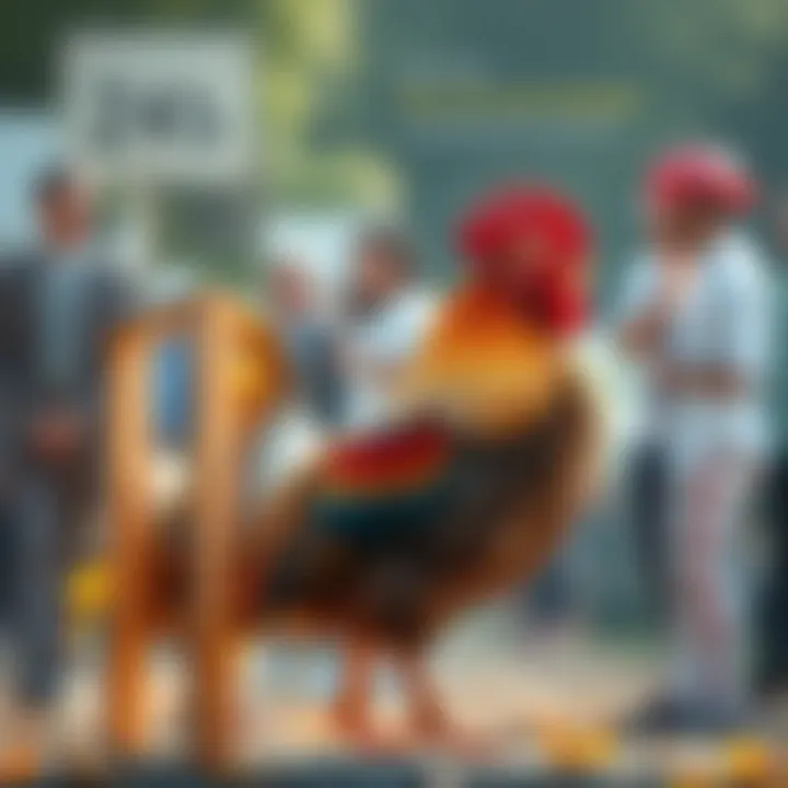 An artistic rendering of a rooster with followers symbolizing cultural impact