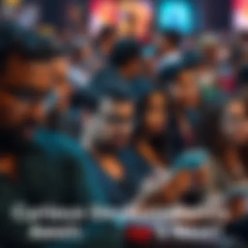 A diverse group of people closely watching news updates on their devices, showing expressions of curiosity and engagement.