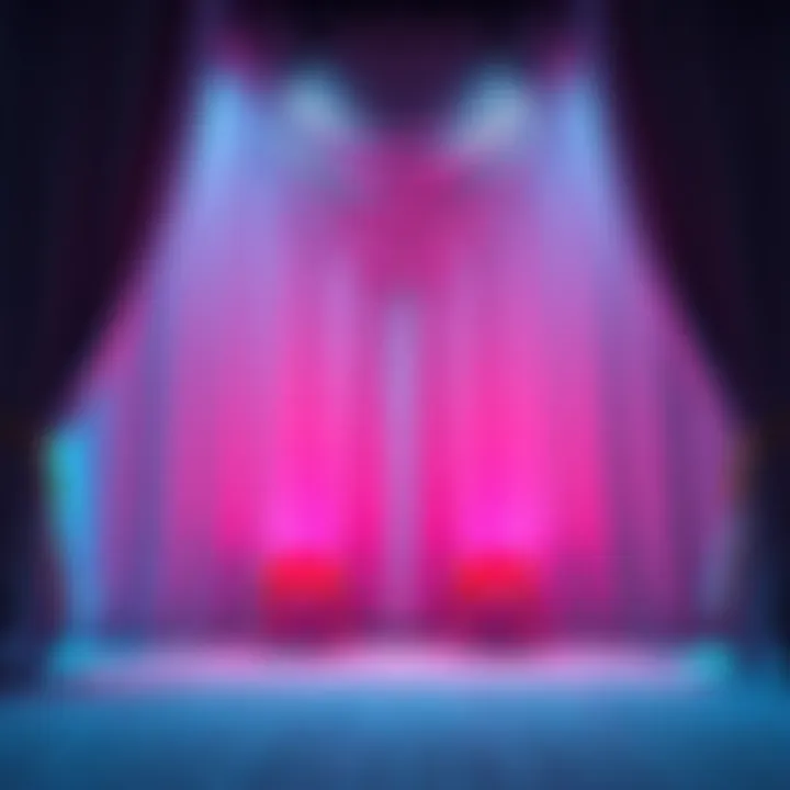 Animated curtains opening in response to player actions in a video game scene