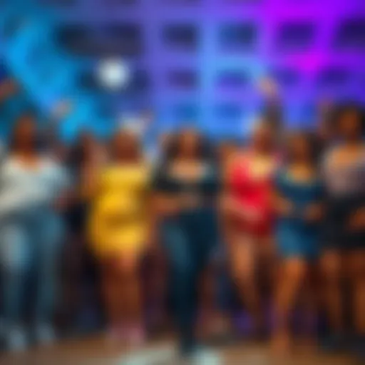 A group of diverse individuals showcasing their plump and smooth figures in a joyful gathering, highlighting body positivity and beauty standards.