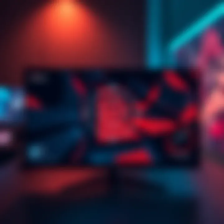 A Samsung Odyssey G9 monitor displaying a custom center crosshair for improved aiming in games.