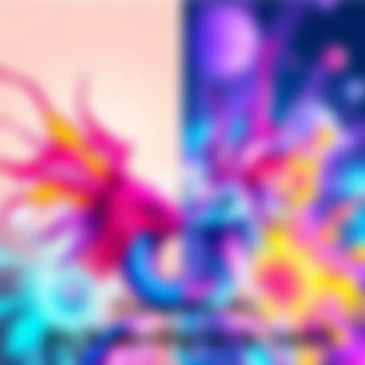 A side-by-side comparison of a vibrant custom artwork and a simple AI-generated image, highlighting the contrast in style and quality.