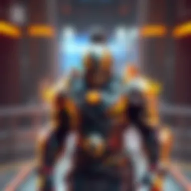 A unique game character sculpted in ZBrush, with armor designed in Blender and rigged in Maya, displayed in Unreal Engine environment.