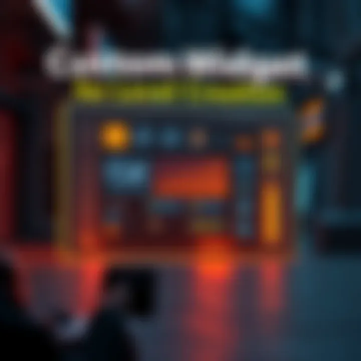 A graphic showing a custom widget interface for game level creation with tools and features highlighted.