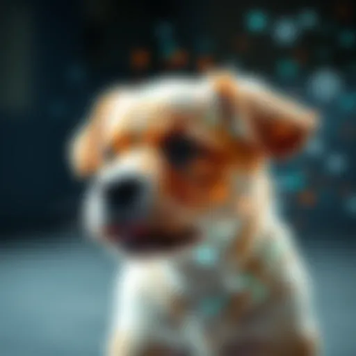 A playful puppy with a digital overlay, representing the impact of AI on cute animal content online.