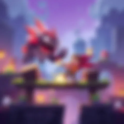 Character battling a boss in a colorful platformer world with cartoonish graphics