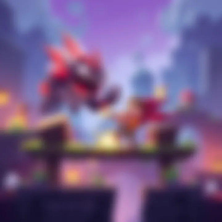 Character battling a boss in a colorful platformer world with cartoonish graphics