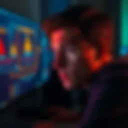 Person looking concerned at a computer screen with warning symbols, illustrating cybersecurity issues.