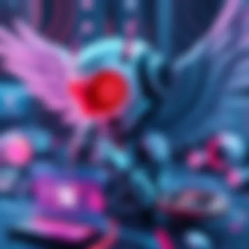 A futuristic robot character, called Cyborb Angel, interacting with technology, symbolizing innovation in various industries.