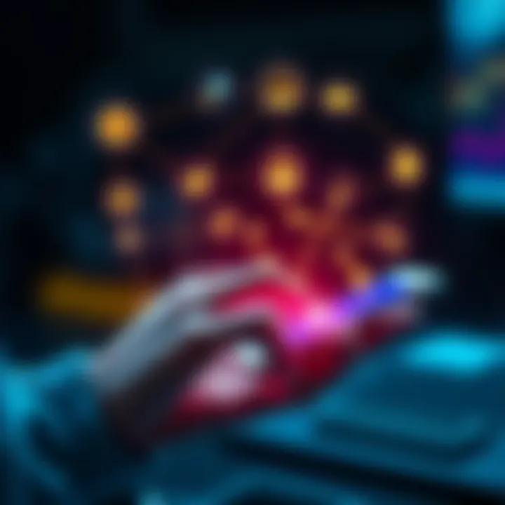 A person using a smartphone to automate daily tasks, with icons representing various apps and tools around them.