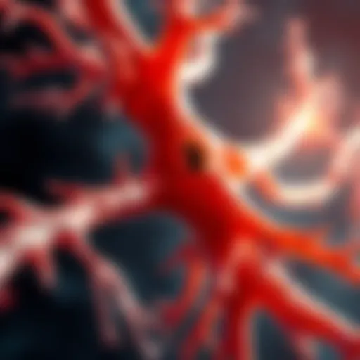 A close-up illustration showing damaged nerve fibers with visible breaks and scars, highlighting the challenges in nerve healing and regeneration.