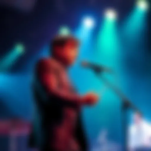 Dario captivates the audience with his unique style and charisma during a live performance.