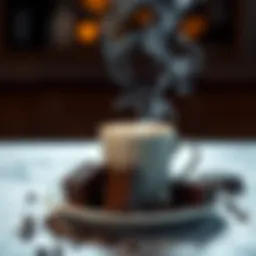 A rich blend of dark chocolate and coffee on a table, representing AI's interpretation of consciousness taste.