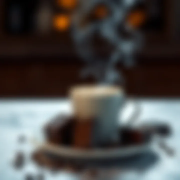 A rich blend of dark chocolate and coffee on a table, representing AI's interpretation of consciousness taste.