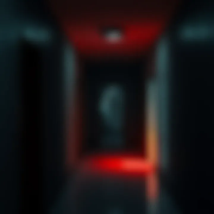 An eerie dark hallway in a horror game with a ghostly figure appearing suddenly to scare players.