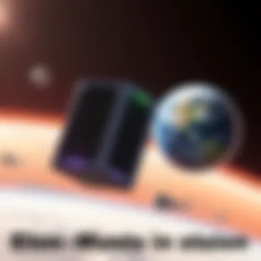 A futuristic data center floating in space with Earth in the background, symbolizing Elon Musk's vision for off-world technology