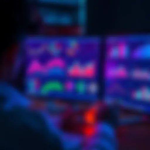 A person analyzing images on a computer screen with graphs and charts related to dataset size and label accuracy in image classification