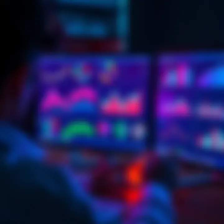 A person analyzing images on a computer screen with graphs and charts related to dataset size and label accuracy in image classification