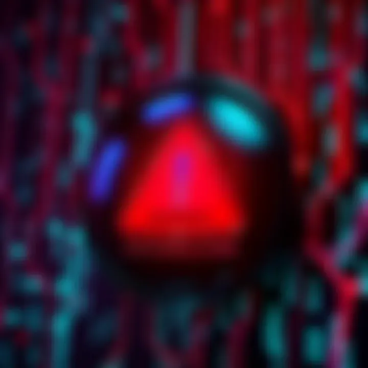 Graphic showing a warning sign with data symbols to represent the Pornhub data breach