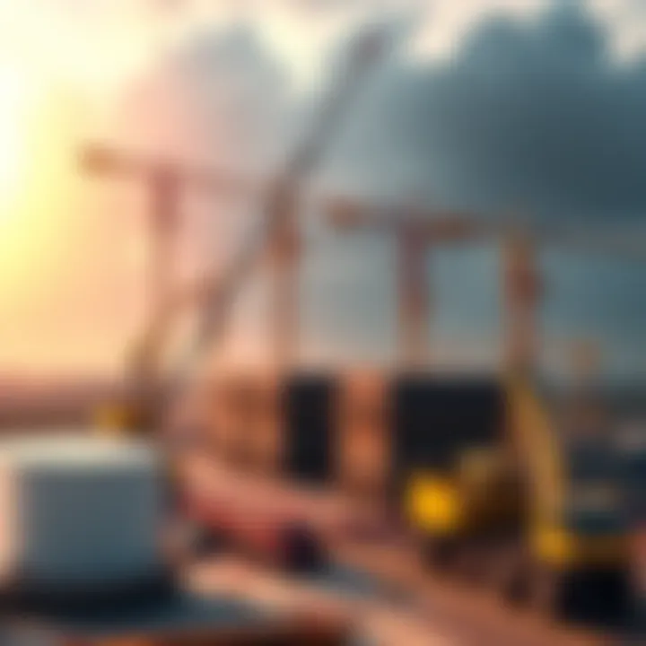 A large construction site with cranes and heavy machinery for a data center in Ohio, near a natural gas plant.