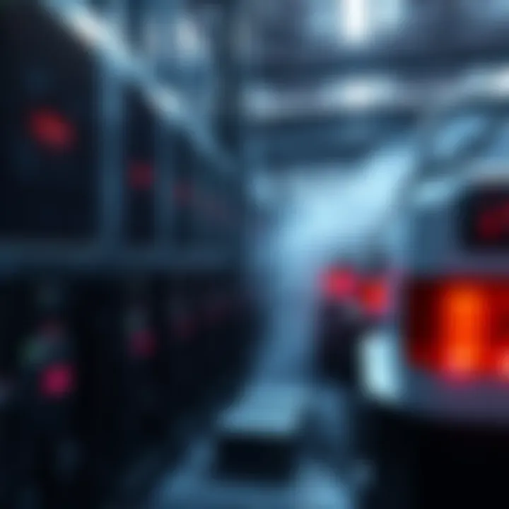 Data Center Generators in Action Backup generators operating at a data center during a storm for power supply