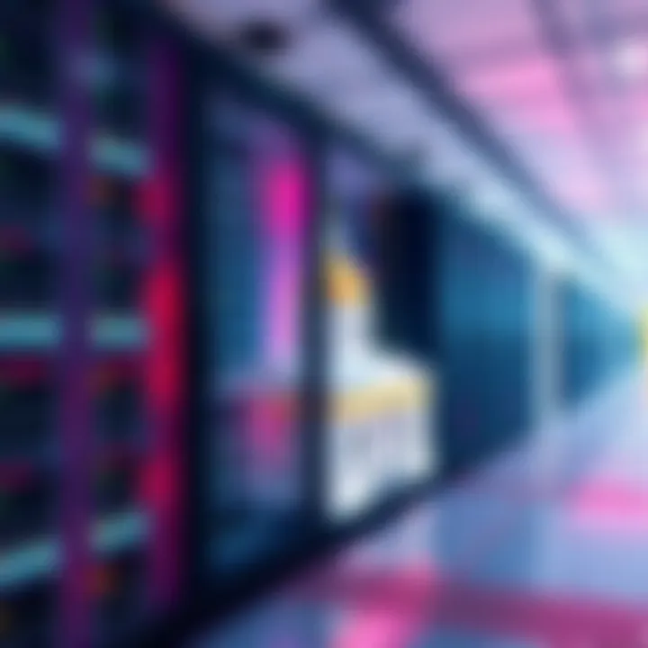 Illustration showing a data center with servers and a government building indicating transportation spending