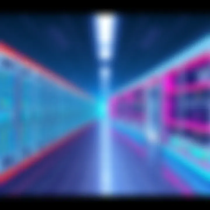 An illustration showing a traditional data center with rows of servers on one side and a modern AI data center with advanced technology on the other side, highlighting differences in design and functi...