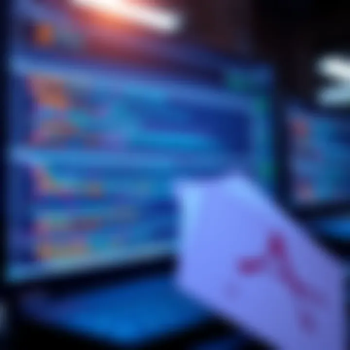 A computer screen displaying code and PDF documents, illustrating the process of extracting data from PDF files using an API.