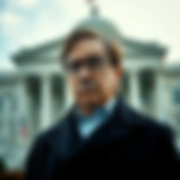 David Sacks looking concerned in front of a government building, symbolizing the shift in AI oversight policies under the Trump administration