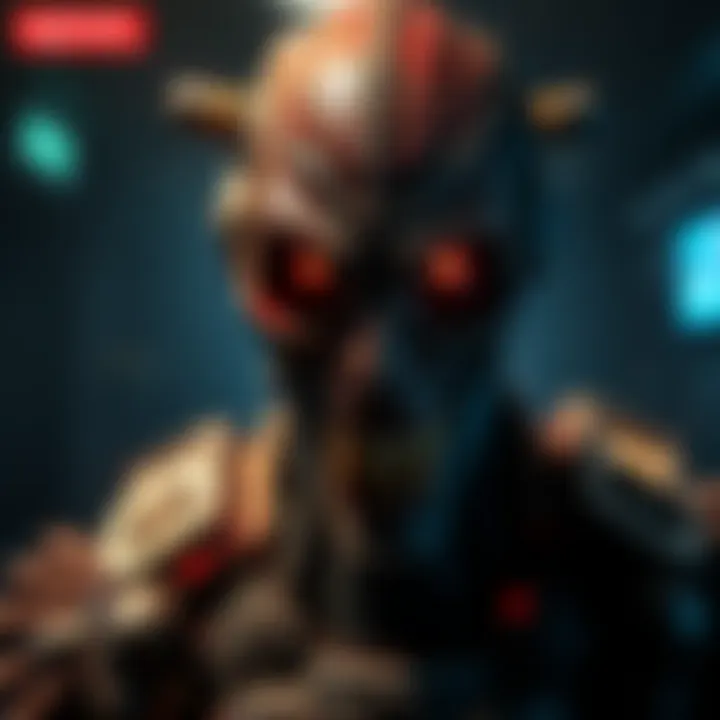 A haunting character design from 'Dead Space: The Dead Man Inside' with unsettling features and dark atmosphere, showcasing advanced 3D modeling techniques.