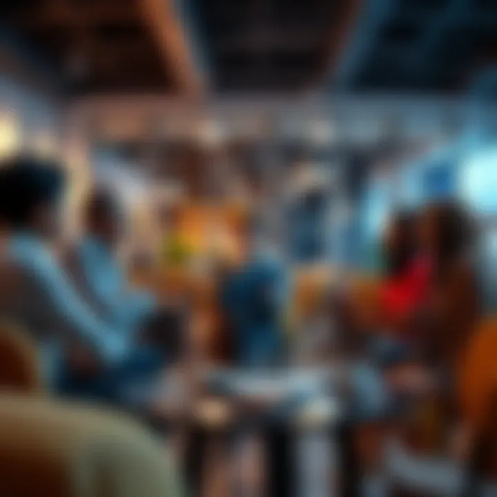 A group of people discussing AI technology in a casual setting, expressing mixed feelings about its impact on everyday life.