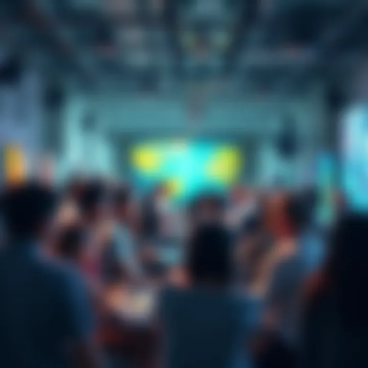 A group of people discussing in a lively forum about AI art, with some focused on creating art and others engaged in debate.