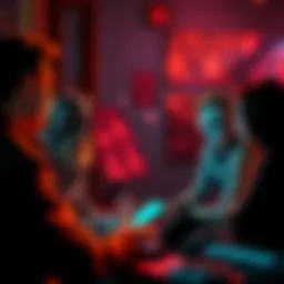 A group of people discussing art and technology, highlighting a debate on AI artists and victimhood claims in digital art.