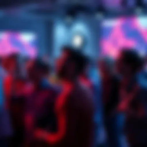 A group of people arguing passionately about AI art at a forum, some showing approval while others express frustration.