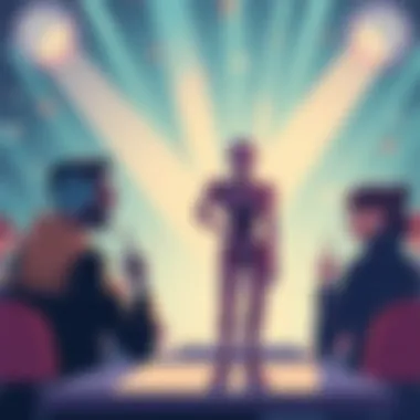 Debate on AI Opinions Illustration showing two groups discussing artificial intelligence, one side in support and the other against.