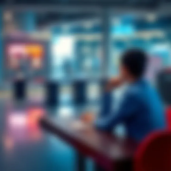 A person sitting at a table with a notepad, looking thoughtfully at multiple choices in front of them, representing decision-making.