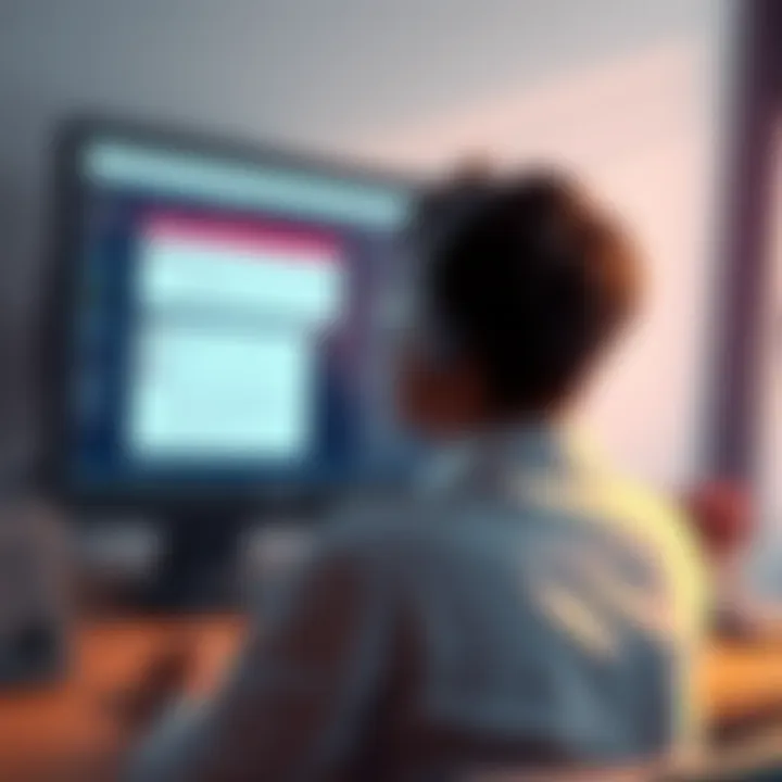 A frustrated person looking at a computer screen displaying poor responses from ChAI bots, expressing concern over their quality.